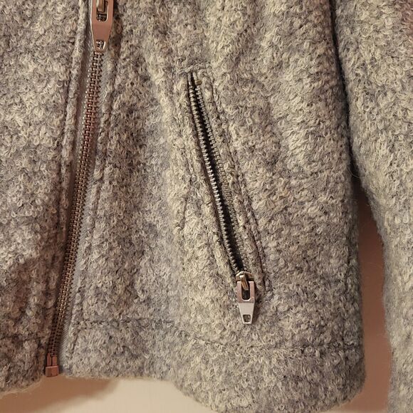 Divided H&M Wool Blend Jacket Asymmetrical Zip Moto Gray Womens 10 - Picture 7 of 13